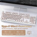 YUNZII QL108 Typewriter Style Mechanical Gaming Keyboard,Full Size Hot Swappable RGB Backlit Keyboards,Metal Panel Retro Punk Round Keycaps,USB Wired Computer Keyboard (Silver, Onyx Gray Switch)