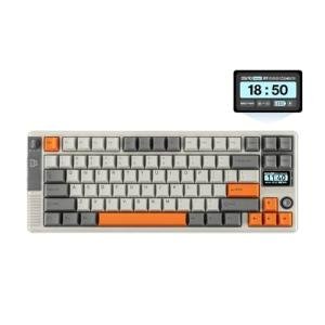 EPOMAKER RT85 Wireless Mechanical Keyboard with Joystick & DIY Screen, 8000mAh, BT/USB/2.4Ghz, Gasket, 5-Layer Paddings, Hot-Swap, PBT Keycap, 75% Gaming Keyboard (Retro White, Creamy Jade)