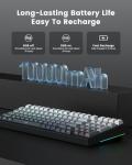 Keyporia X98 Wireless Mechanical Keyboard, RGB Backlit Custom Gaming Keyboard with Number Pad, BT5.0/2.4GHz/USB-C, Gasket Structure, Hot Swappable Pre-lubed Linear Switch, Side Printed PBT Keycaps