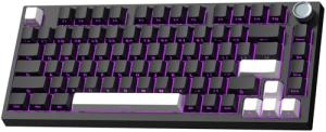 Keymatic Wireless Mechanical Keyboard,75% Hot Swappable Custom Keyboard with Knob,RGB Backlit,Side Printed PBT Keycaps,2.4GHz/USB-C/BT5.0 Mechanical Gaming Keyboards