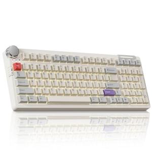 ZORNHER ZH980 Pro Wireless Mechanical Keyboard with Metal Knob,95% Thocky Gaming Keyboard with Number,Creamy Keyboard with Number Pad,Creamy Sounding Switches,QMK/VIA,Classic Vintage Retro White