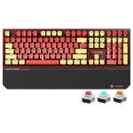 Hexgears X5 Wireless Mechanical Keyboard, Dual-Mode 2.4G/USB-C Ergonomic Full Size 108 Keys Keyboard, Kailh Box 3.0 Linear Switch, N-Key Rollover, Backlit Gaming Keyboards with Wrist Rest (Red Sun)
