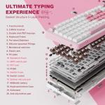 YUNZII B75 PRO Wireless Mechanical Keyboard,75% Layout with Knob,Hot Swap Gasket Structure,Creamy Pre-lubed Switches,RGB Backlit,Bluetooth/Type-C/2.4G for Win/Mac (White, Cocoa Cream V2 Switch)