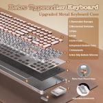 YUNZII QL108 Typewriter Style Mechanical Gaming Keyboard,Full Size Hot Swappable RGB Backlit Keyboards,Metal Panel Retro Punk Round Keycaps,USB Wired Computer Keyboard (Silver, Onyx Gray Switch)