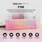 MechLands Aula F108 100% Wireless Gaming Keyboard, Full Size Custom Gasket Mechanical Keyboard, 4000mAh Battery, Programmable 108 Keys, Hot-Swappable, for Win/Mac (Pink Gradient)