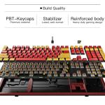 Hexgears X5 Wireless Mechanical Keyboard, Dual-Mode 2.4G/USB-C Ergonomic Full Size 108 Keys Keyboard, Kailh Box 3.0 Linear Switch, N-Key Rollover, Backlit Gaming Keyboards with Wrist Rest (Red Sun)