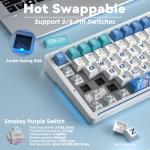 LINGBAO K75 Wireless Mechanical Keyboard, 75% Anime Gaming Keyboard with 10000mAh Battery, Hot-Swappable Pre-Lubed Switches, RGB Backlit, PBT Keycaps, Creamy Sounding Computer Keyboards for PC/Mac/Win