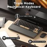 RK ROYAL KLUDGE RKS70 Ergonomic Split Keyboard, Wireless RGB Mechanical Keyboard with Bluetooth/2.4GHz/Wired, 75% Hot Swappable Gaming Keyboards with Fixed Wrist Rest, Pre-lubed Linear Creamy Switches