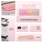 MechLands Aula F108 100% Wireless Gaming Keyboard, Full Size Custom Gasket Mechanical Keyboard, 4000mAh Battery, Programmable 108 Keys, Hot-Swappable, for Win/Mac (Pink Gradient)