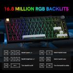Keymatic Wireless Mechanical Keyboard,75% Hot Swappable Custom Keyboard with Knob,RGB Backlit,Side Printed PBT Keycaps,2.4GHz/USB-C/BT5.0 Mechanical Gaming Keyboards