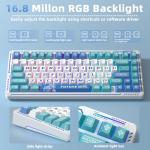 LINGBAO K75 Wireless Mechanical Keyboard, 75% Anime Gaming Keyboard with 10000mAh Battery, Hot-Swappable Pre-Lubed Switches, RGB Backlit, PBT Keycaps, Creamy Sounding Computer Keyboards for PC/Mac/Win