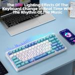 LINGBAO K75 Wireless Mechanical Keyboard, 75% Anime Gaming Keyboard with 10000mAh Battery, Hot-Swappable Pre-Lubed Switches, RGB Backlit, PBT Keycaps, Creamy Sounding Computer Keyboards for PC/Mac/Win