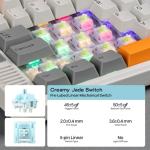 EPOMAKER RT85 Wireless Mechanical Keyboard with Joystick & DIY Screen, 8000mAh, BT/USB/2.4Ghz, Gasket, 5-Layer Paddings, Hot-Swap, PBT Keycap, 75% Gaming Keyboard (Retro White, Creamy Jade)