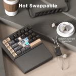 RK ROYAL KLUDGE RKS70 Ergonomic Split Keyboard, Wireless RGB Mechanical Keyboard with Bluetooth/2.4GHz/Wired, 75% Hot Swappable Gaming Keyboards with Fixed Wrist Rest, Pre-lubed Linear Creamy Switches