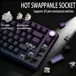 Keymatic Wireless Mechanical Keyboard,75% Hot Swappable Custom Keyboard with Knob,RGB Backlit,Side Printed PBT Keycaps,2.4GHz/USB-C/BT5.0 Mechanical Gaming Keyboards