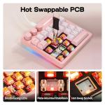 KiiBoom Cybrix 29 Rapid Fast Wired Gaming Keyboard, 8Khz Polling, Aluminum & Acrylic One Handed Keyboard, 3 Programmable Knobs, Magnetic Switch, Adjustable Actuation, RGB Backlits, FR4 Plate (Pink)