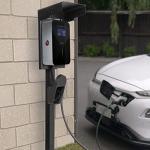VIVO Outdoor EV Charging Stand with Weather Hood