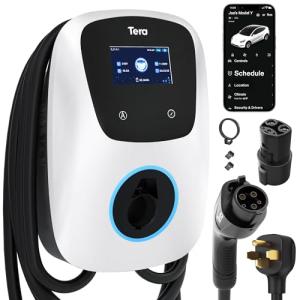 Tera for Tesla Electric Vehicle (EV) Charger: Level 2 J1772 2024 Fully Upgraded ETL Energy Star 48A with Manual Setting Amps & Schedule on Unit 240V