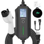 Portable EV Charger Level 1 Level 2, 16Amp 110V/240V, Electric Vehicle Charger with 17Ft Cable,NEMA 6-20 Plug & NEMA 5-15 Adapter,Compatible with SAE J1772 EVs and Tesla(Adapter Required)