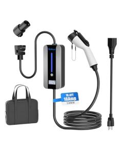 BiaHawn Level 1&2 Electric Vehicle Charger for Tesla and SAE-J1772 EVs, 16Amp, 110V-240V, NEMA 6-20 & NEMA 5-15 Plug, 16.4ft Charging Cable, SAE-J1772 Adapter and J1772 to Tesla Adapter