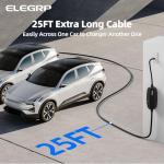 ELEGRP Level 1/2 EV Charger, 16 Amp, Portable J1772 Electric Car Charger, 25FT Cable, NEMA 6-20 Plug and 5-15 Adapter, 110V-240V for BEVs/PHEVs, PBE & LRC Technology