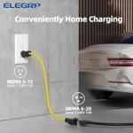 ELEGRP Level 1/2 EV Charger, 16 Amp, Portable J1772 Electric Car Charger, 25FT Cable, NEMA 6-20 Plug and 5-15 Adapter, 110V-240V for BEVs/PHEVs, PBE & LRC Technology
