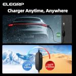 ELEGRP Level 1/2 EV Charger, 16 Amp, Portable J1772 Electric Car Charger, 25FT Cable, NEMA 6-20 Plug and 5-15 Adapter, 110V-240V for BEVs/PHEVs, PBE & LRC Technology