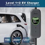 Toptoo J1772 Portable EV Charger Level 1+2 Electric Car Charger 6-20P 16A Power Plug 3.5KW 110V-240V(Applicable to Household Electricity)
