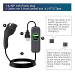 Toptoo J1772 Portable EV Charger Level 1+2 Electric Car Charger 6-20P 16A Power Plug 3.5KW 110V-240V(Applicable to Household Electricity)