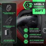 MACH 1: Fast 48 Amp Level 2 EV Charger, Wall-Mount Electric Vehicle Charging Station, 200-240V Hardwire or NEMA 14-50. J1772 car Connector & Tesla NACS, Indoor/Outdoor, 30ft Cable evse Adapter