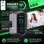 MACH 1: Fast 48 Amp Level 2 EV Charger, Wall-Mount Electric Vehicle Charging Station, 200-240V Hardwire or NEMA 14-50. J1772 car Connector & Tesla NACS, Indoor/Outdoor, 30ft Cable evse Adapter