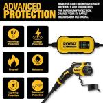 DEWALT Level 1 & 2 Portable Electric Vehicle (EV) Charger, 16 Amps, 120-240V, CSA Certified Indoor/Outdoor, NEMA 6-20 with 5-15 Adapter Included, 25 ft. Cable, 2024 Model