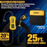 DEWALT Level 1 & 2 Portable Electric Vehicle (EV) Charger, 16 Amps, 120-240V, CSA Certified Indoor/Outdoor, NEMA 6-20 with 5-15 Adapter Included, 25 ft. Cable, 2024 Model
