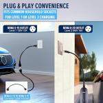 Asani Level 1 & 2 EV Charger - Type 1-110-240V at 16 Amps - 16.5ft Portable Electric Vehicle EV Charger with NEMA 6-20 with NEMA 5-15 Adapter Plug for J1772 Electric Cars