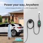 Level 1&2 Portable EV Charger (APP Control & Timer), Adjustable 8-16A 110V-240V, Dual Plugs: NEMA 6-20 & 5-15, 25FT Charging Cable w/ J1772 Connector, ETL/FCC Certified for All EVs/PHEVs