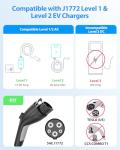 EV Charger Extension Cable, 50Amp 20ft J1772 Extension Cord Compatible with Level 1/Level 2 EV Charger, SAE J1772 Car Charger Extension Cable with Carrying Bag, IP66 50A EV Charging Extension Cable