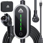 Fluxelle Level 1&2 EV Charger, Portable Electric Car Charger for J1772 EVs & Plug-in Hybrid Vehicles, 110V-240V 16Amp Adjustable Home/Outdoor Charging Stations, 21ft Cable, NEMA 6-20 & NEMA 5-15 Plug