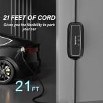 AplysiaTech Portable EV Charger Level 1, 15Amp 110V, Electric Vehicle Charger with 21Ft Extension Cord,NEMA 5-15P for Plug-in Home EV Charging Station,Compatible with SAE J1772 EVs(Tesla Need Adapter)