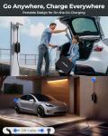 Fluxelle Level 1&2 EV Charger, Portable Electric Car Charger for J1772 EVs & Plug-in Hybrid Vehicles, 110V-240V 16Amp Adjustable Home/Outdoor Charging Stations, 21ft Cable, NEMA 6-20 & NEMA 5-15 Plug