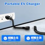 SubSun Adjustable Current, Portable Electric Vehicle Charger with NEMA Plug, Adjustable Current/Delay Charging for SEA J1772 EVs (16A EV Charger, 16A-Level 1+2(for J1772 EVs))