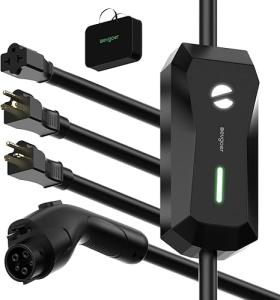 Level 1/2 EV Charger, 16A 110-240V Portable EV Charger with 25FT Cable, Home Electric Vehicle Charging Stations with NEMA 6-20 Plug NEMA 5-15 Adapter for All J1772 EVs