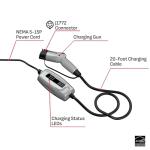 Schumacher Electric Level 1 Portable EV Charger with J1772 Connector, SEV1670, NEMA 5-15P Plug, 20-Foot Charging Cable, 12 Amps, 120 Volts, Gray, 1 Unit