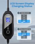 Level 1 & Level 2 EV Charger - 16A Adjustable Current, Timer Function | 110V-240V, 21FT Cable | Compatible with All SAE J1772 EVs/PHEVs | NEMA 6-20 Plug & 5-15 Adapter