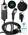 Portable & Home Level 1+2 EV Charger 16Amp 110V Electric Vehicle Charger with NEMA 5-15 Plug, 25ft Cable for SAE-J1772 EVs, Wi-Fi Smart LED Screen