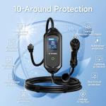 AFYEEV Level 1 EV Charger, Electric Vehicle Charging Station, 16Amp, 25ft Extension Cord & J1772 Cable Portable EV Charger Level 1 NEMA 6-20 Plug,5-15 Adapter