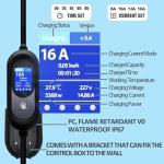 Level 1 & 2 EV Charger, 110V-240V Portable Electric Vehicle Charger with 17FT Cable, Adjustable Current & Delay Timer,16A EV Charger, NEMA 6-20 & 5-15 Plug, for All J1772 Electric Cars
