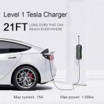 AplysiaTech Portable Tesla Charger Level 1, 15Amp 110V, 1.65KW Tesla Electric Vehicle Charger, 21Ft Extension Cord, Plug-in Electric Car Home Charging Station,Compatible with All Tesla Models X/Y/3/S