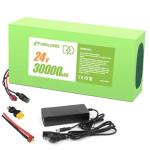 H HAILONG 24V 30Ah Universal Power Pack Rechargeable Battery with T-Plug XT60 Connector with 29.4V 5A DC Charger 25Amp BMS for Tricycle Bicycle Motorcycle