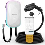 RIPPLEON Level 2 EV Charger 48 Amp 11.5KW J1772 Hardwired 240V Home Electric Car Charger Smart WiFi Enabled Electric Vehicle Charging Station ETL FCC EnergyStar Certified with 25ft Cable White