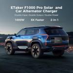 ETAKER F1000 Pro-1000W Dual-Input DC-DC Charger for Portable Power Stations, Backup Batteries, APP-Controlled 12-48V Output for for RVs, SUVs, Trucks, Boats